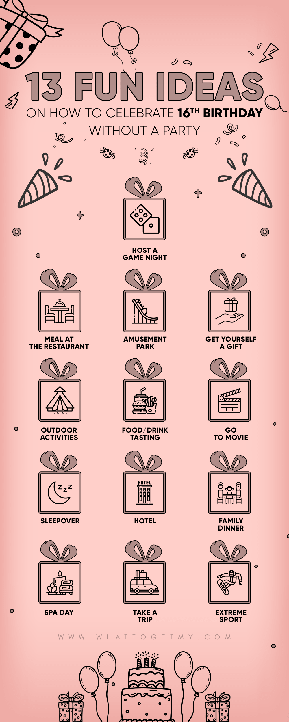 Infographic 13 Fun Ideas on How to Celebrate 16th Birthday Without a Party