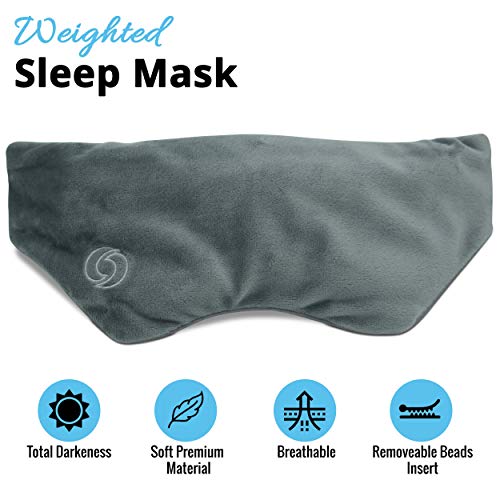 OxygenPlus - Microbead Weighted Sleep Mask⎮Soothing Comfortable Soft Eye Mask⎮for Reduce Stress Better Sleep Relaxation Travel Migraine Headache Relief
