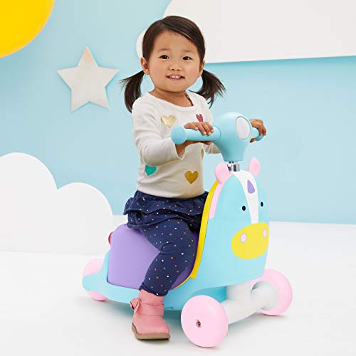 Skip Hop Kids 3-in-1 Ride On Scooter and Wagon Toy, Unicorn