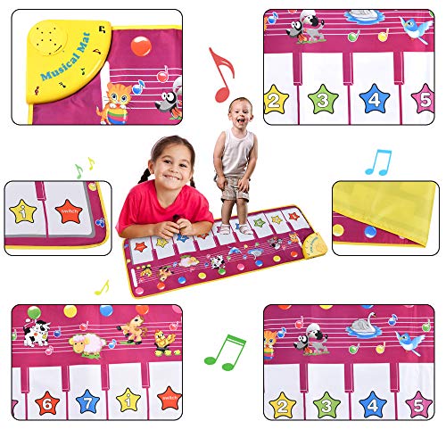 ALANGDUO Piano Musical Mats, Kids Children Touch Play Game Dance Music Animal Blanket Carpet Mat, Boys Girls Baby Early Education Toys