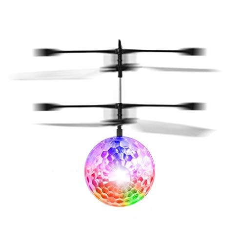 ALTERDJ Flying Toys Toy Helicopter Light Weight Plastic Infrared Induction Flying Flash Disco Colorful Magic LED Ball Stage Lamp Helicopter Children Toy Best Gift for Kids