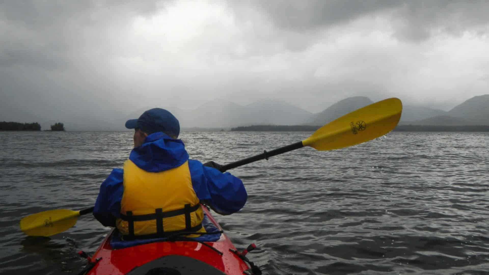 Kayaking in the rain