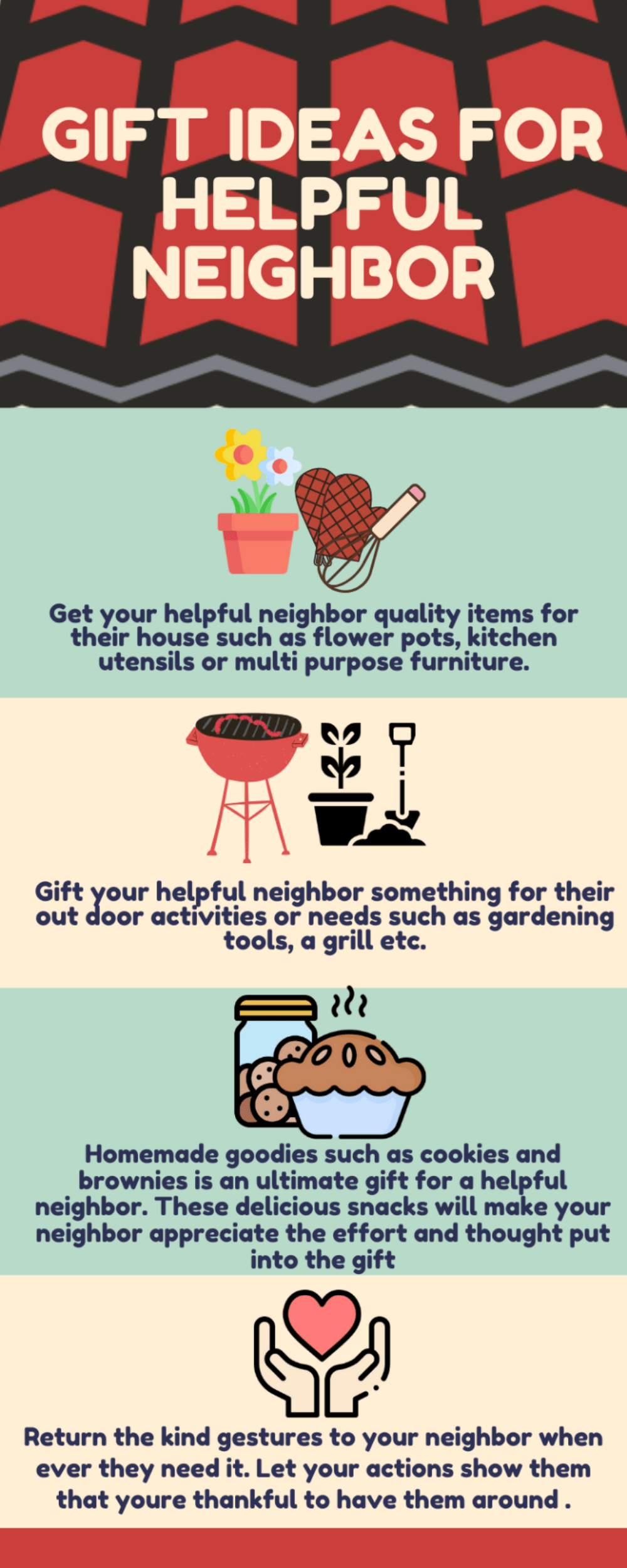 Infographic gift ideas for helpful neighbor Checklist