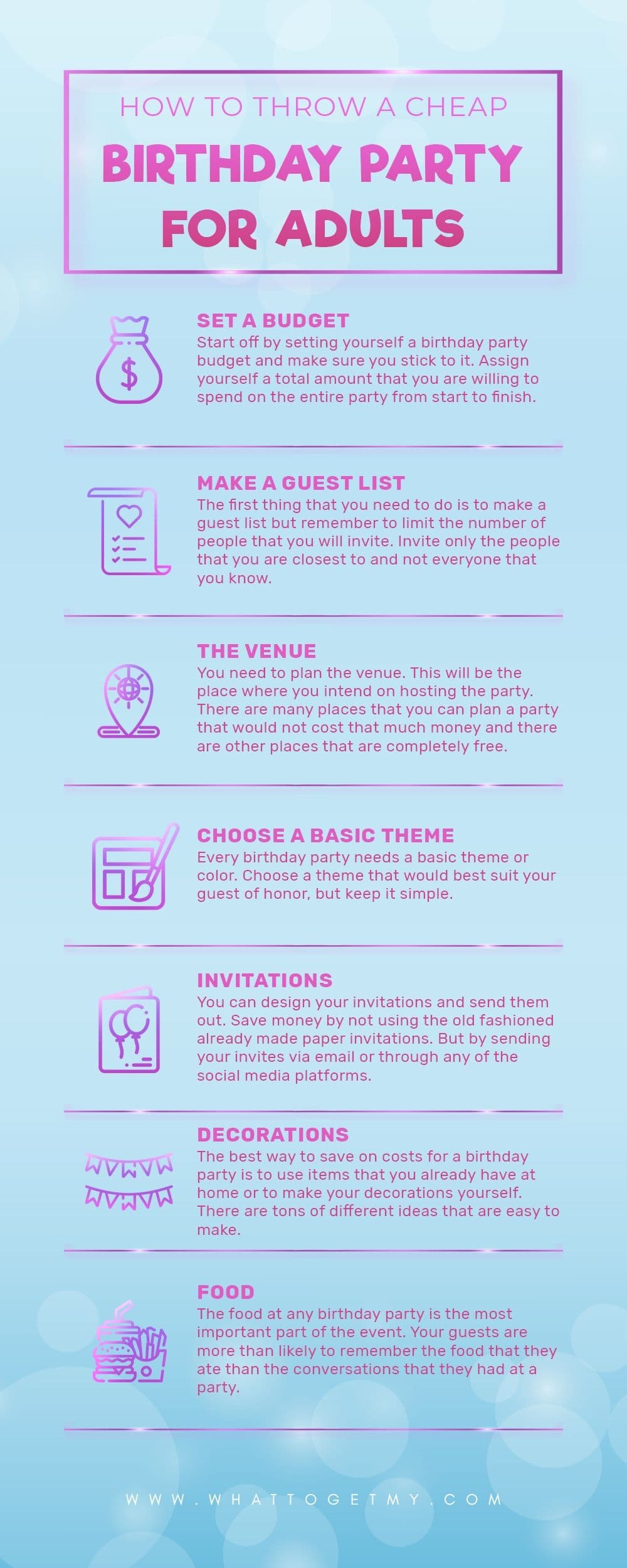 Infographic How To Throw A Cheap Birthday Party For Adults