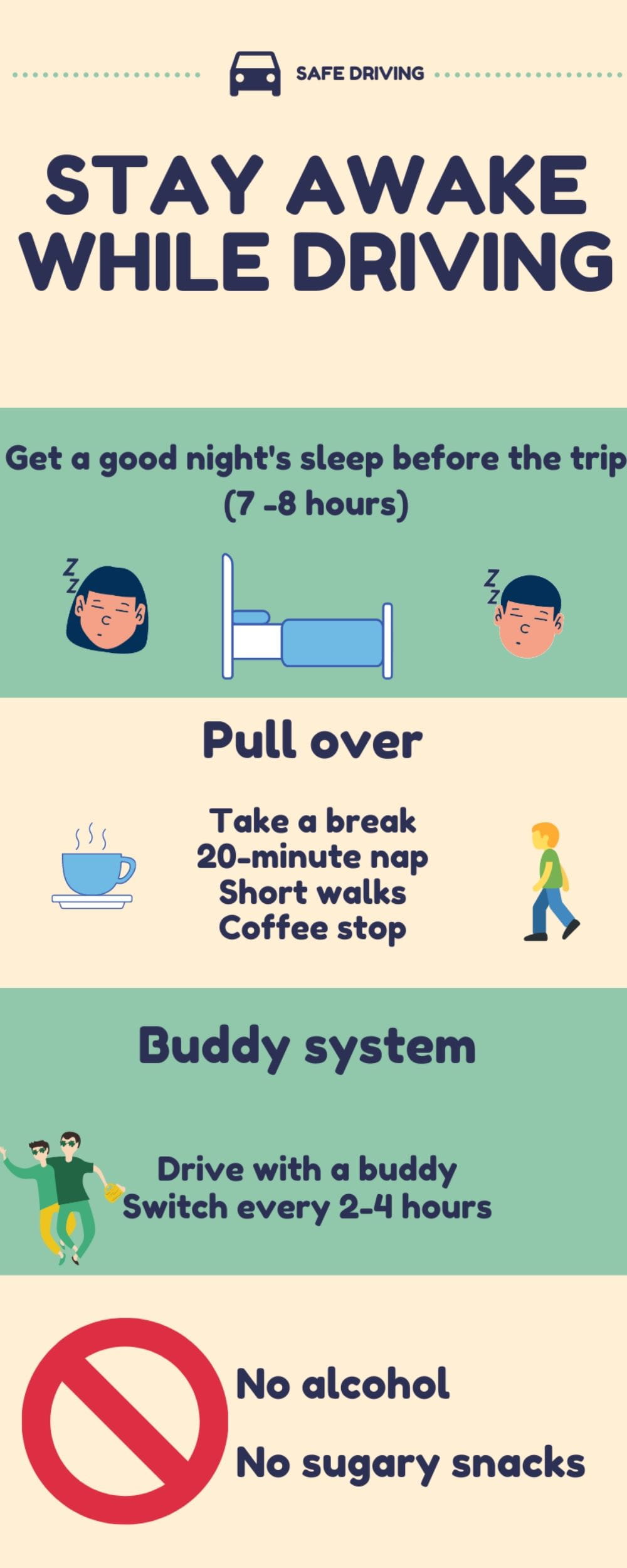 Infographic Stay awake while driving on road