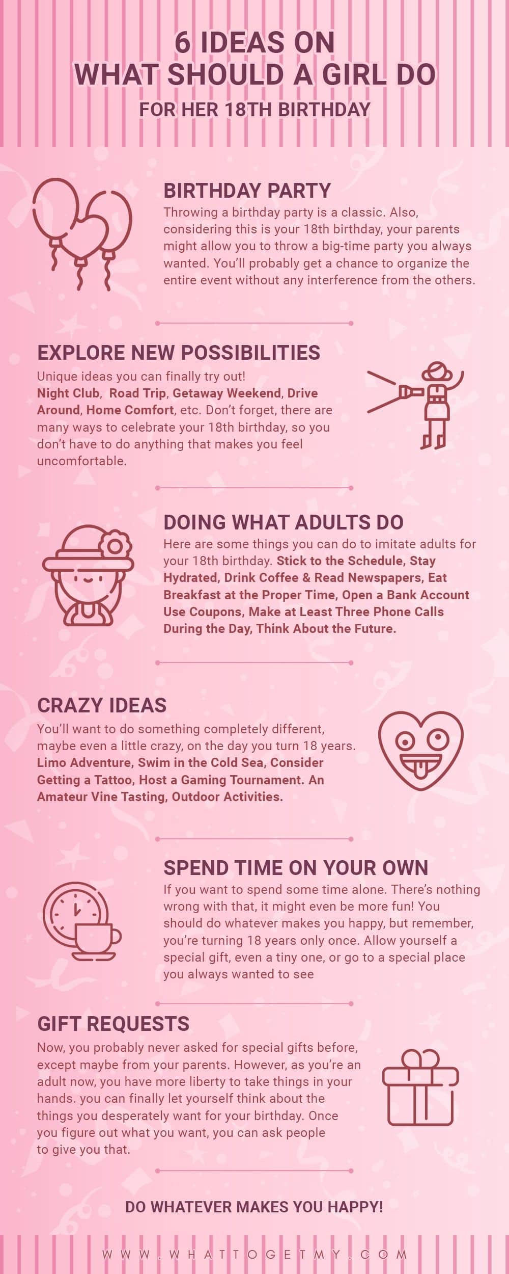 Infographic What Should A Girl Do For Her 18th Birthday