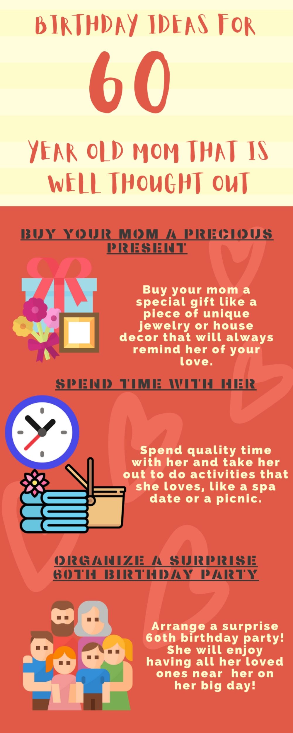 Infographic birthday ideas for 60 year old mom, women