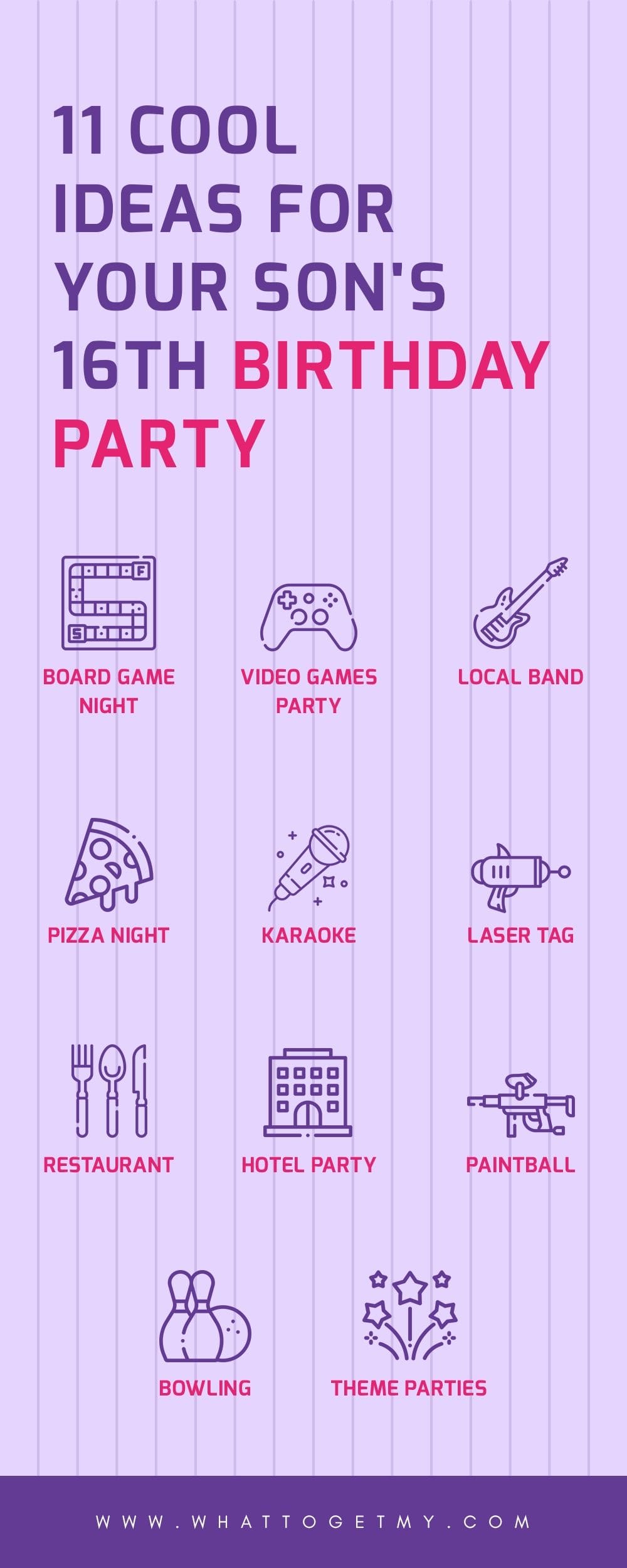 Infographic 11 Cool Ideas For Your Son's 16th Birthday Party