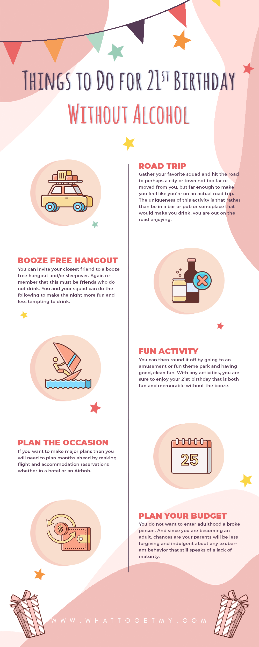 Infographic Things to Do for 21st Birthday Without Alcohol