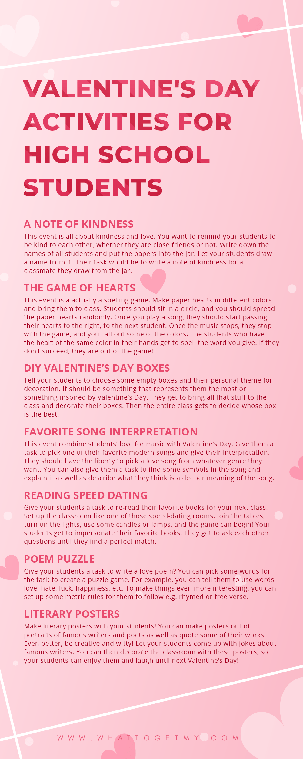 Infographic Valentine's Day Activities for High School Students
