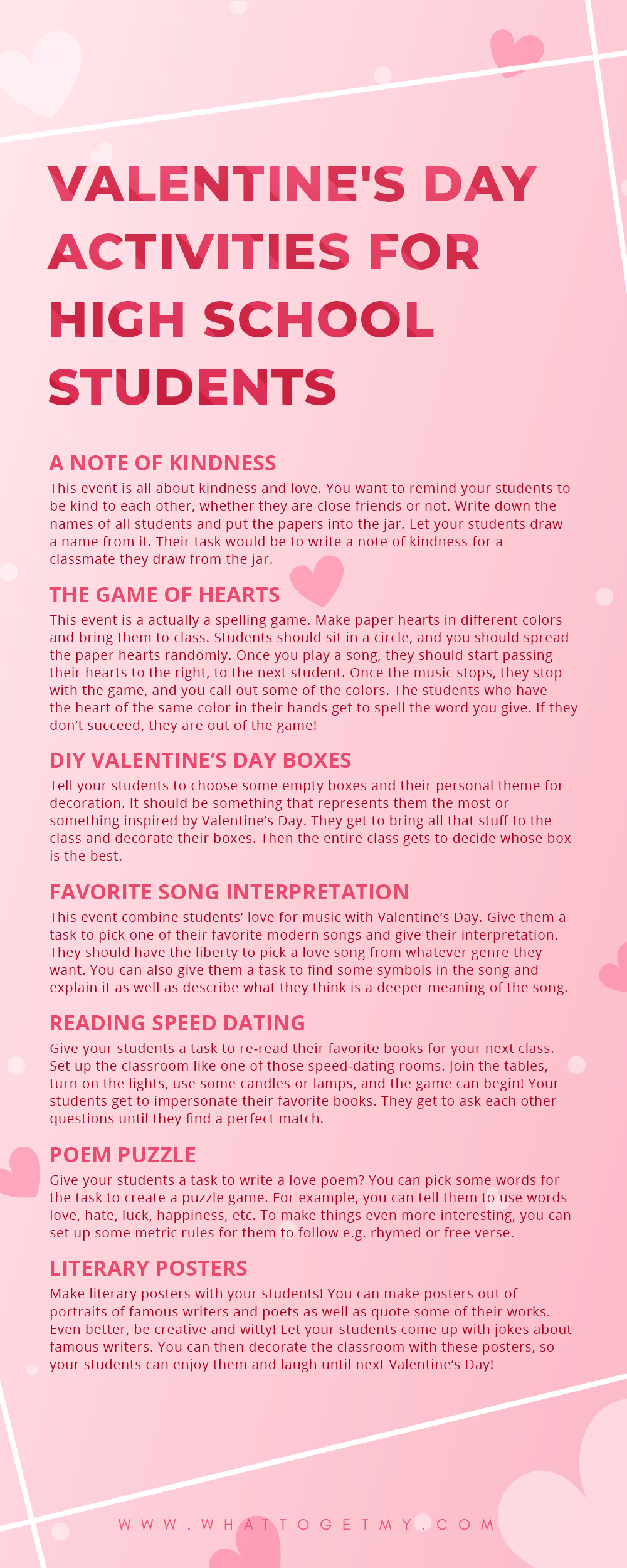 High School English Valentines Day Activities