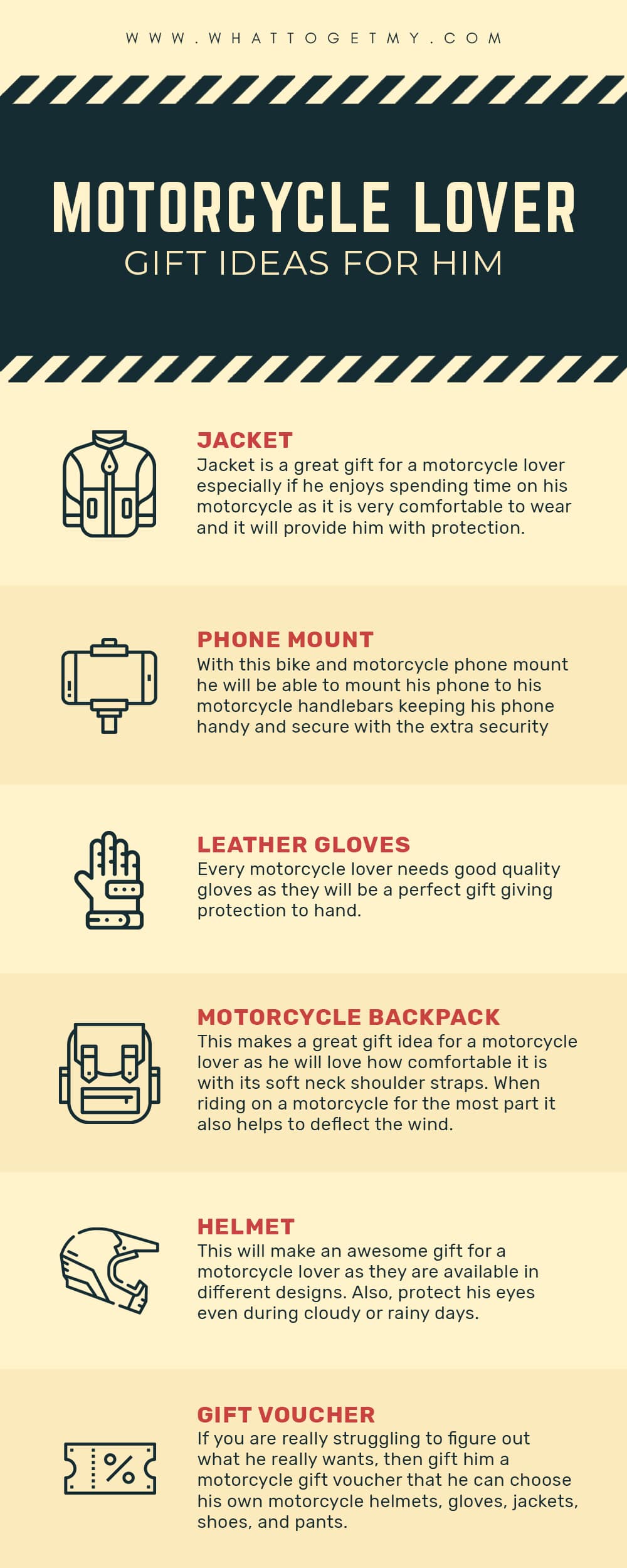 Infographic Motorcycle Lover Gift Ideas For Him