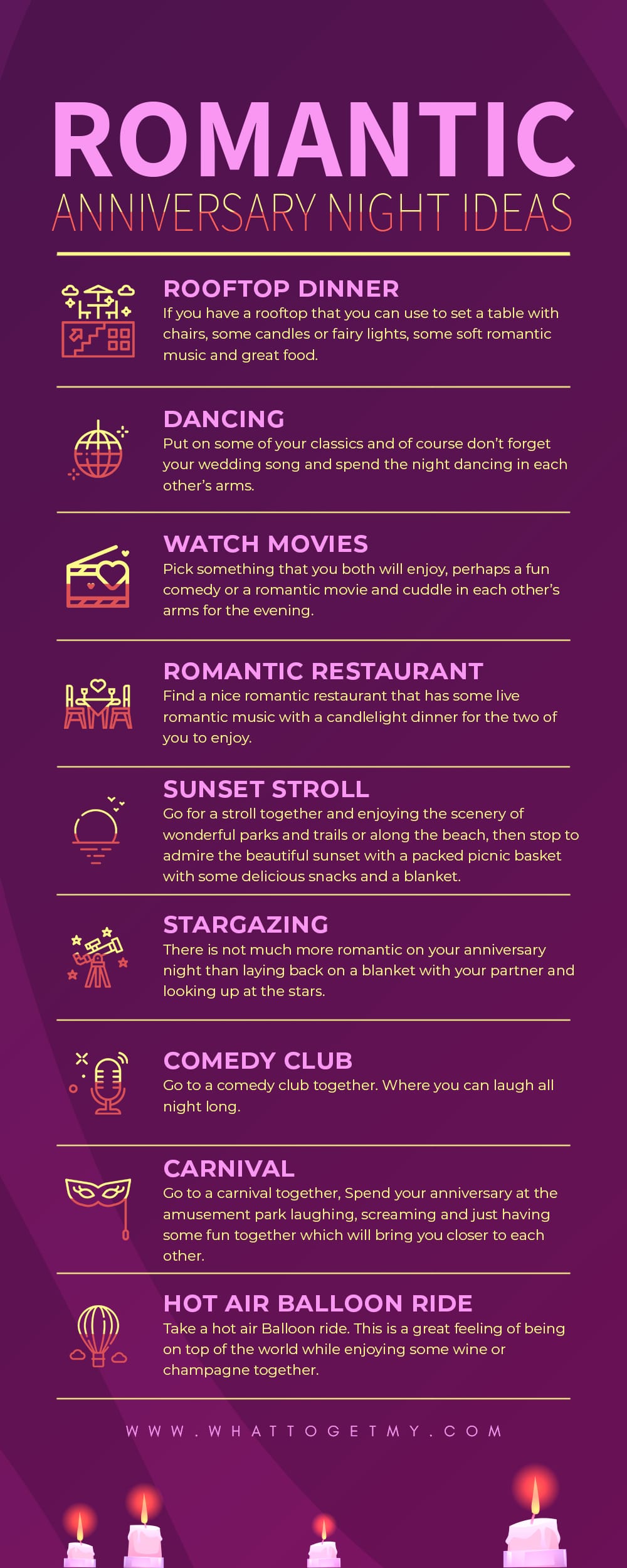 Infographic Romantic Anniversary Night Ideas