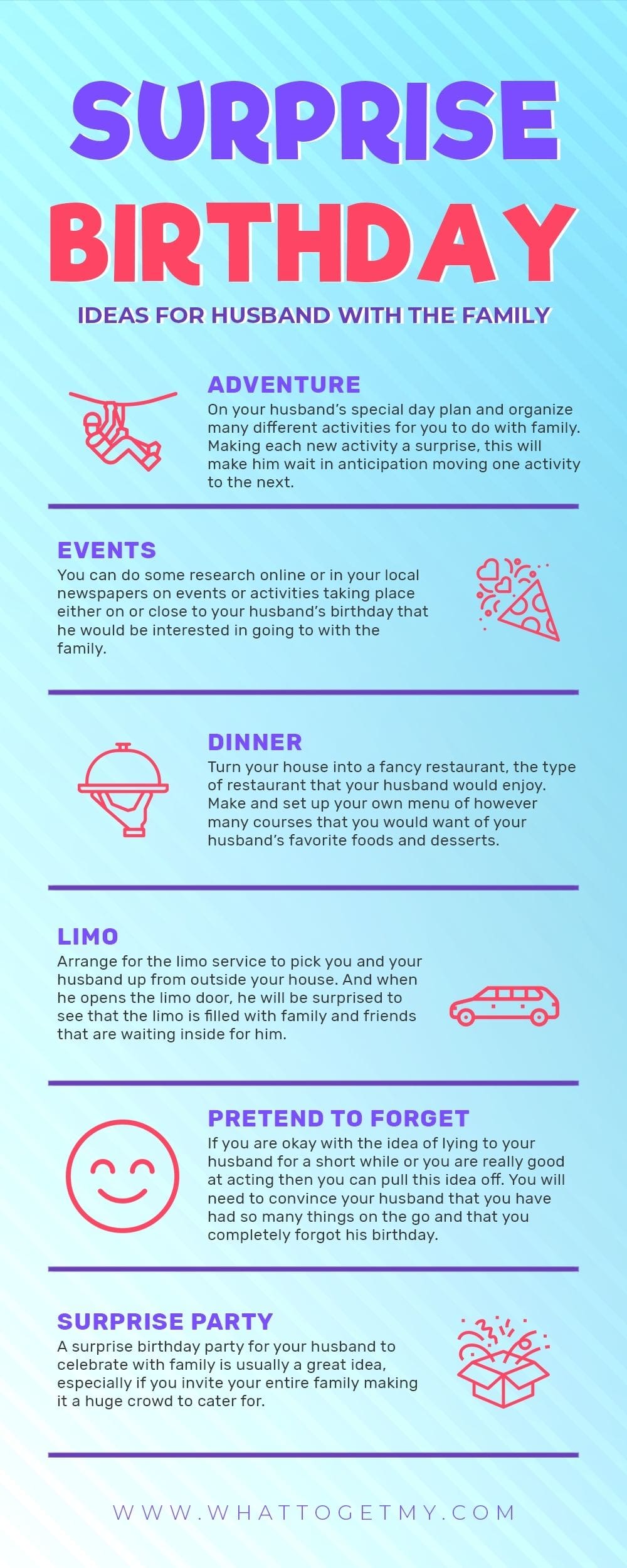 Infographic Surprise Birthday Ideas For Husband With The Family-min