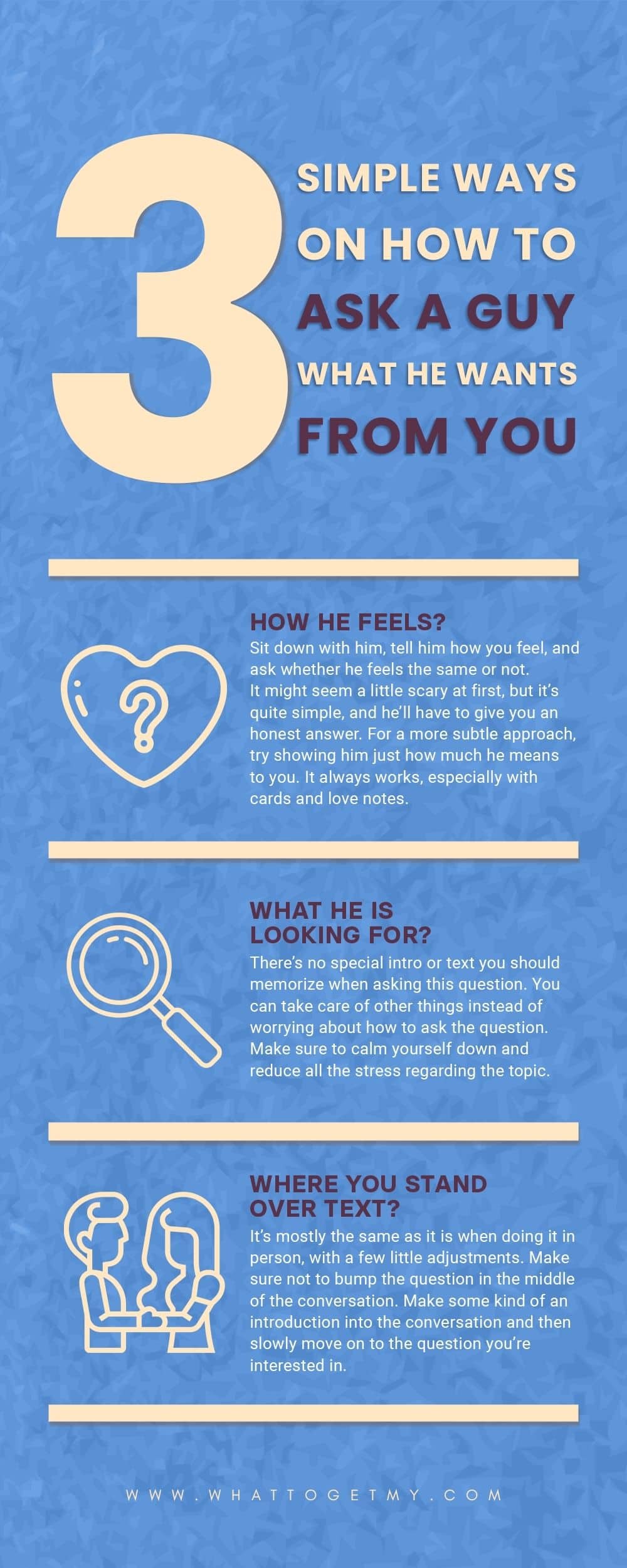 Infographic 3 Simple Ways on How to Ask a Guy What He Wants from You