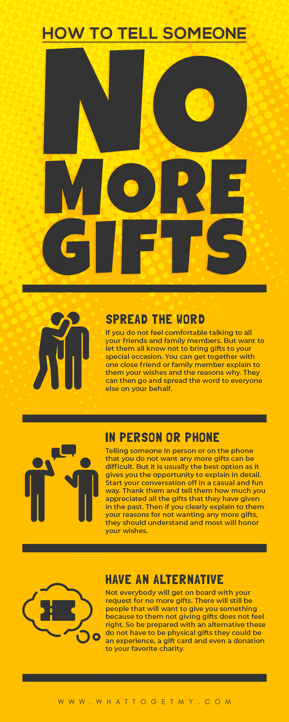 Infographic How to tell someone no more gifts