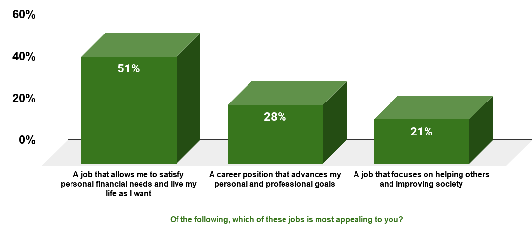 Millennials - appealing aspects of work in the United States, 2012