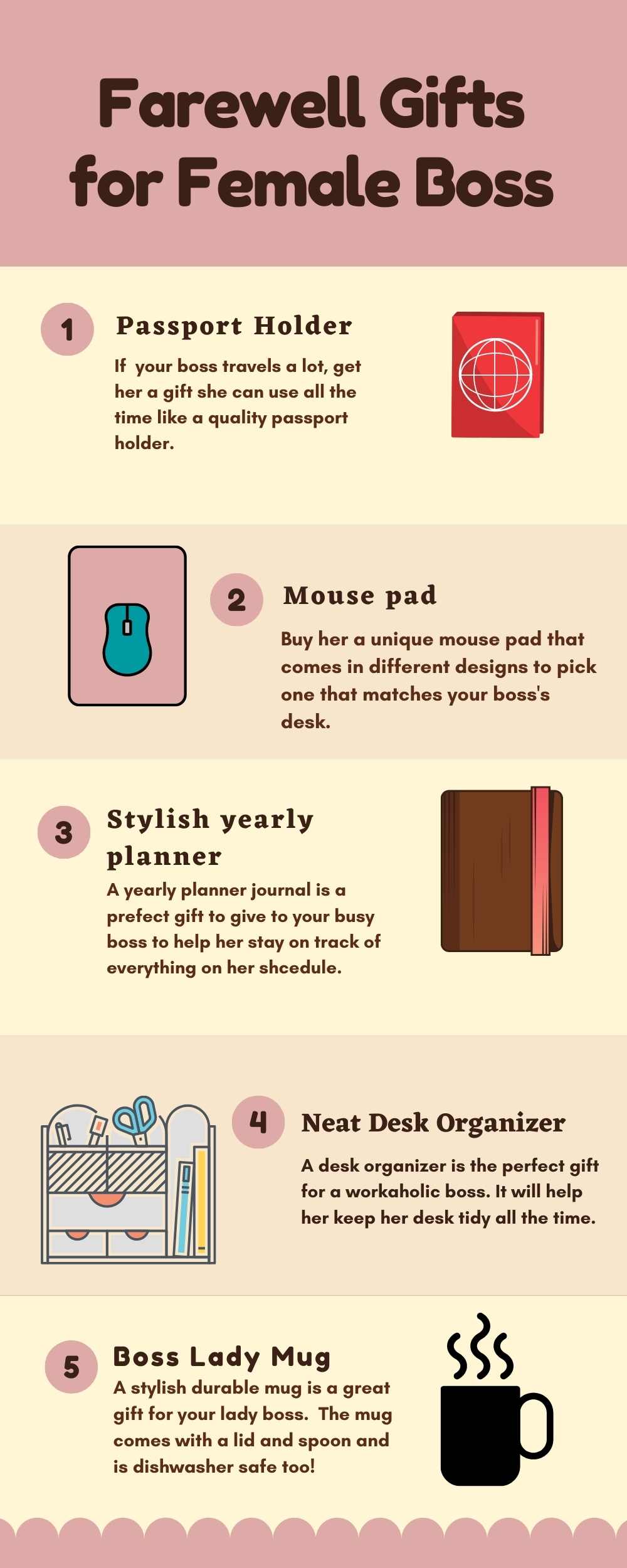 Infographic Farewell Gifts for Female Boss