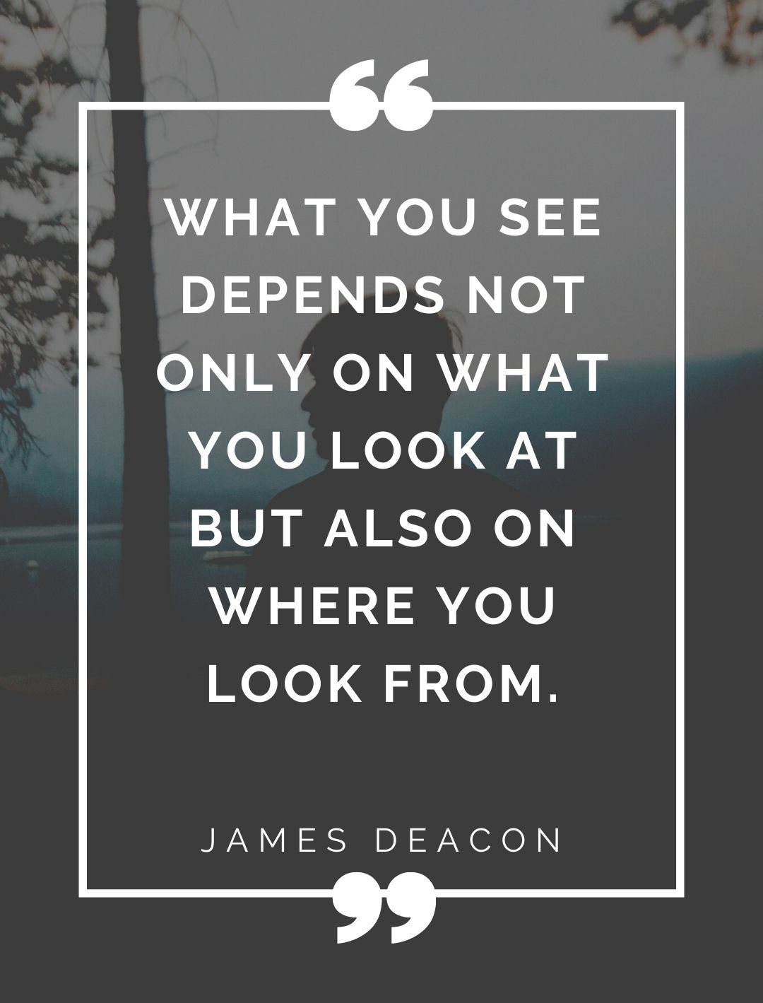 “What you see depends not only on what you look at but also on where you look from.”-