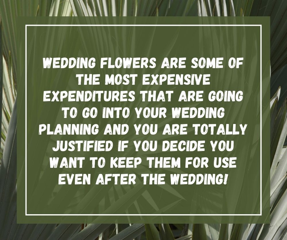 Wedding flowers are some of the most expensive expenditures that are going to go into your wedding planning